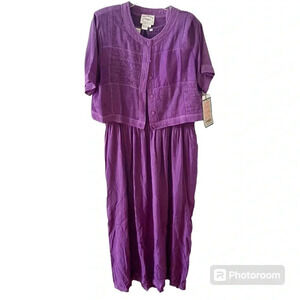 Country Wear Casuals NWT Vintage Purple Maxi Dress w/ Shirt Woman's Size L Boho
